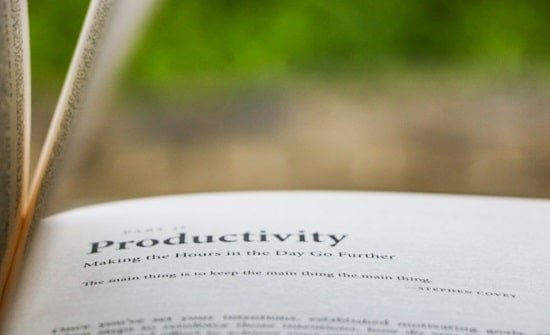 A page with "productivity" written on it.