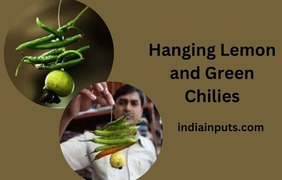 Hanging Lemon and Green Chilies